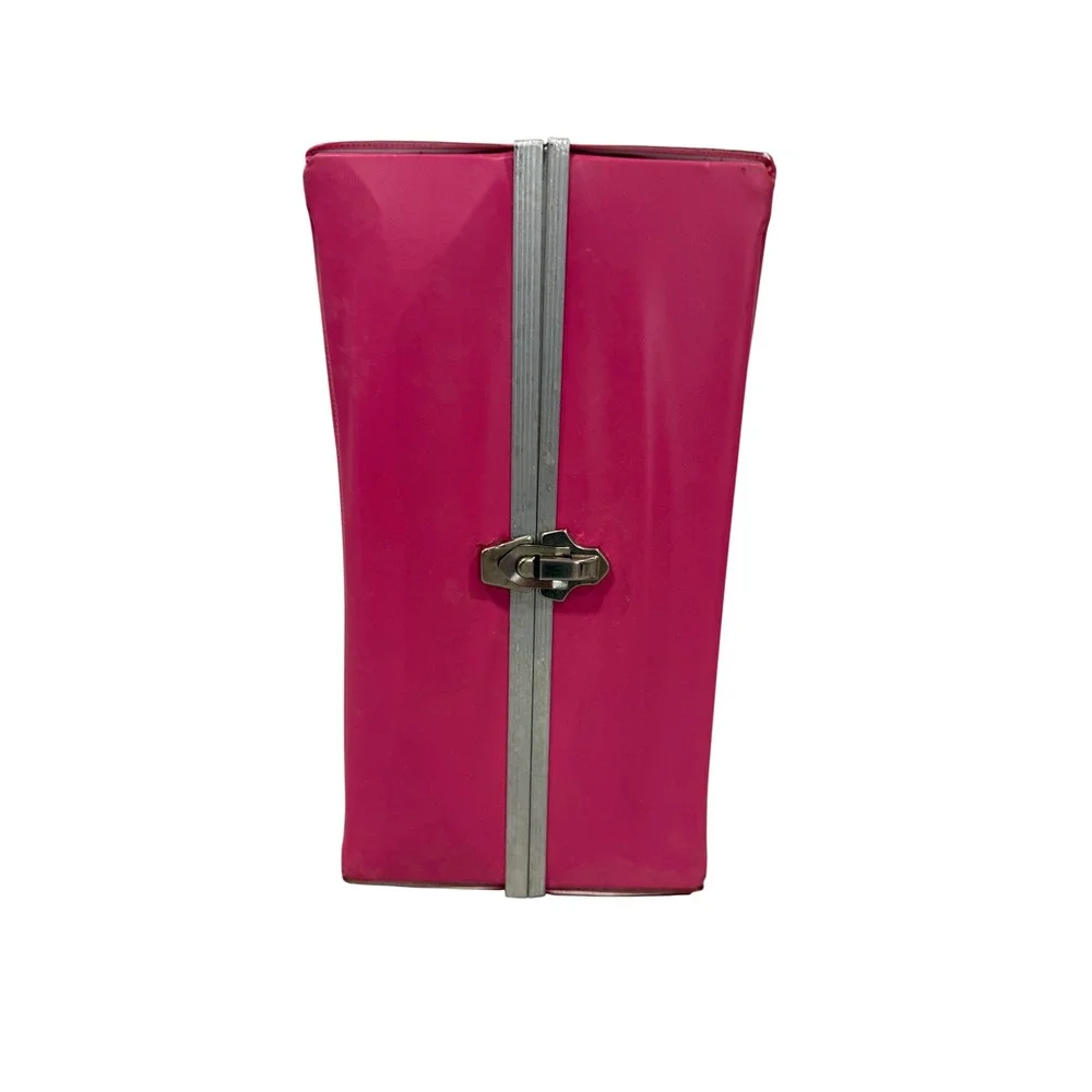 Vintage Fashion Doll Wardrobe Trunk Pink Vinyl Carrying Case Miner 1970s Mod